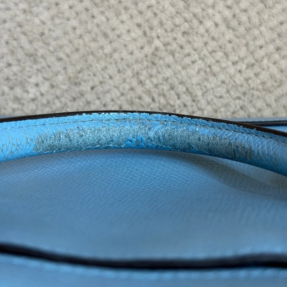 Coach Blue Leather Dome Satchel Handbag Large Gold Hardware F25671